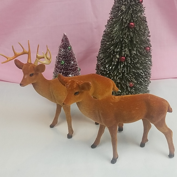 Vintage Other - Pair of vintage flocked deer